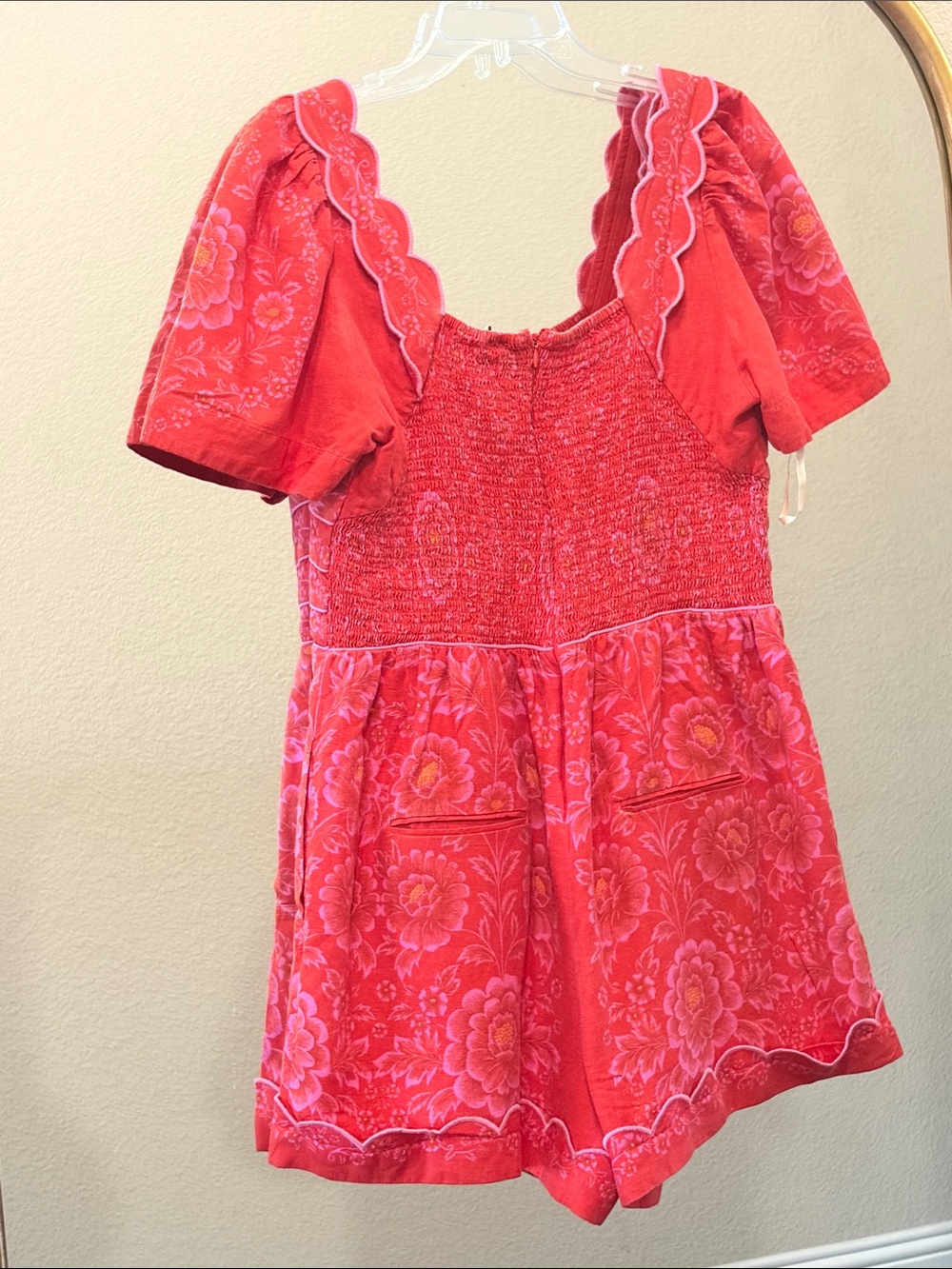 Farm Rio Olivia Cutout Smocked Romper Size M - Picture 7 of 9